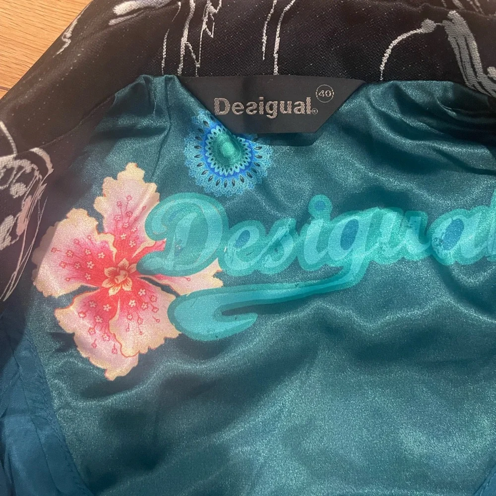 NEW 🦋Desigual Floral Embroidered Jacket 40 (m-large) trench coat multicolor - Picture 11 of 12